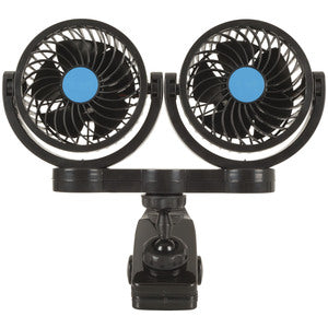 12v Dual fan with clamp mount