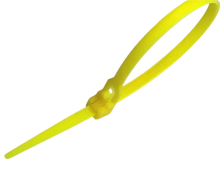 150mm yellow reusable zip tie 20pk