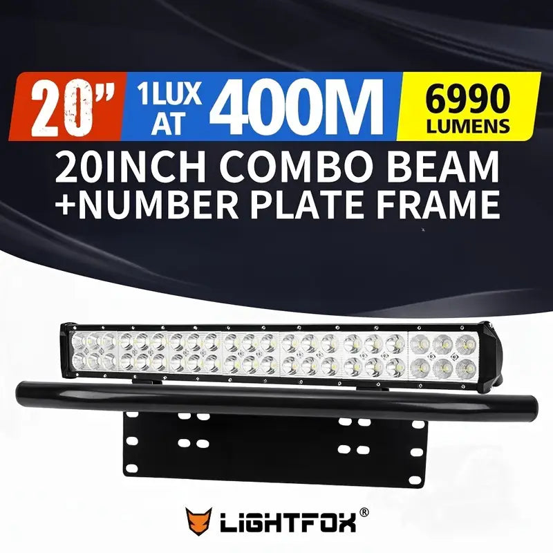 20Inch LED Light Bar Spot Flood Driving + 23'' Mounting Number Plate Bar