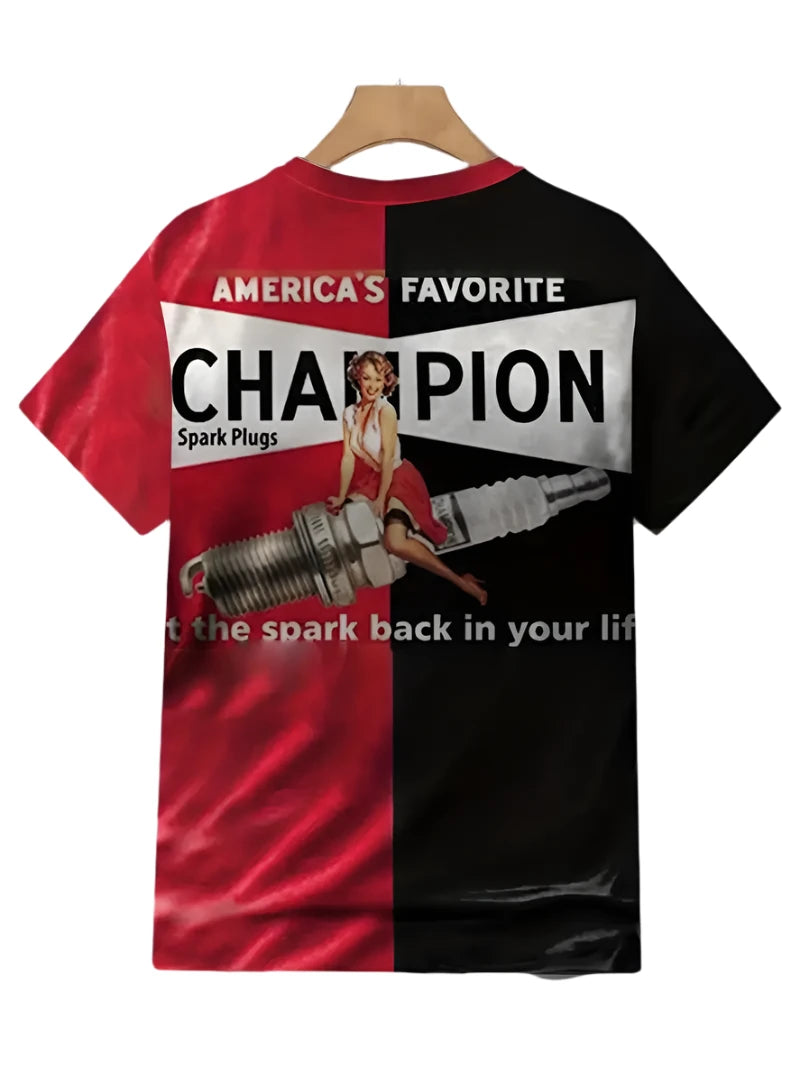 T-Shirt - Champion Spark Plugs Retro Print