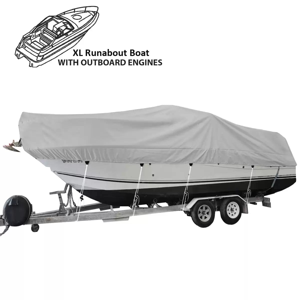 XL Runabout Boat Cover - Outboard Motor