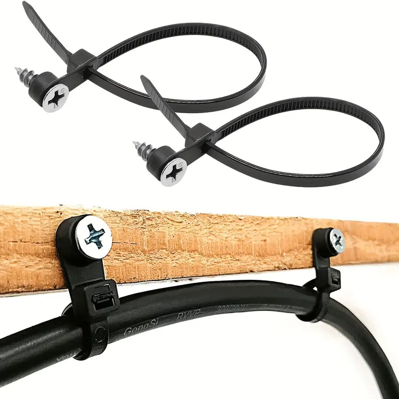 200mm Zip Tie With Screw Mount 20Pk