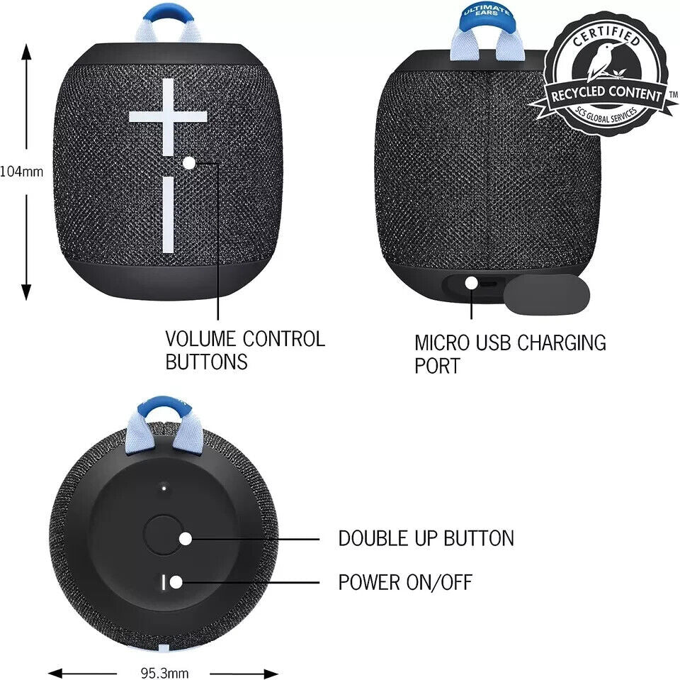 ULTIMATE EARS WONDERBOOM 3, Small Portable Wireless Bluetooth Speaker, Black