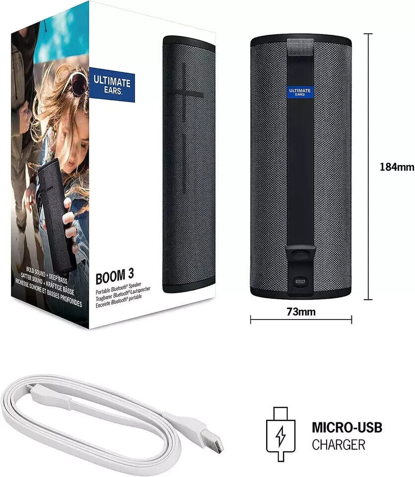 Ultimate Ears BOOM 3 Portable Bluetooth Speaker- Night Black