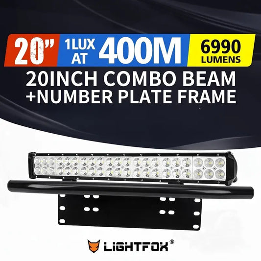 20Inch LED Light Bar Spot Flood Driving + 23'' Mounting Number Plate Bar