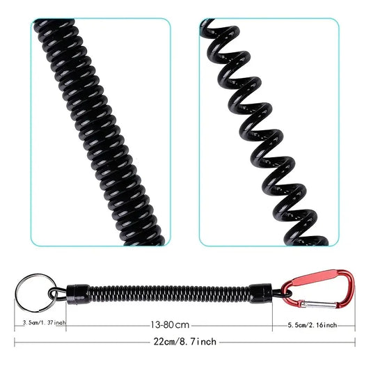 Tether with Carabiner clip and split ring